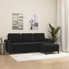 Image de Canapé à 3 places avec repose pieds Noir 180 cm Velours