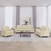 Image de vidaXL Ensemble de canapés 3 pcs avec coussins Crème Tissu