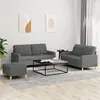 Image de Ensemble de canapés 3 pcs avec coussins Gris foncé Tissu