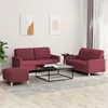 Image de vidaXL 3-delige Loungeset met kussens stof wijnrood3201288