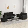 Image de Ensemble de canapés 3 pcs avec coussins noir tissu
