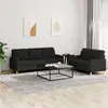Image de vidaXL Ensemble de canapés 2 pcs avec coussins Noir Tissu