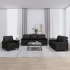 Image de vidaXL Ensemble de canapés 3 pcs avec coussins Noir Similicuir