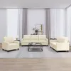 Image de vidaXL Ensemble de canapés 3 pcs avec coussins Crème Similicuir