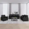 Image de vidaXL Ensemble de canapés 3 pcs avec coussins noir similicuir