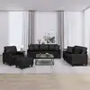 Image de Vidaxl 4-Cz. Ensemble de relaxation avec coussins, noir, éco-cuir