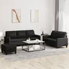 Image de Ensemble de canapés 3 pcs avec coussins Noir Similicuir