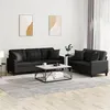 Image de vidaXL Ensemble de canapés 2 pcs avec coussins noir similicuir