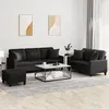 Image de Ensemble de canapés 3 pcs avec coussins noir similicuir