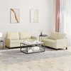Image de Ensemble de canapés 2 pcs avec coussins Crème Similicuir