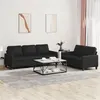 Image de vidaXL Ensemble de canapés 2 pcs avec coussins Noir Similicuir3201418