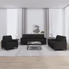 Image de Ensemble de canapés 3 pcs avec coussins Noir Tissu