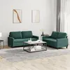 Image de vidaXL Ensemble de canapés 2 pcs avec coussins Vert foncé Velours