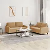 Image de Ensemble de canapés 2 pcs avec coussins Marron Velours