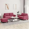 Image de Ensemble de canapés 3 pcs avec coussins Rouge bordeaux Velours
