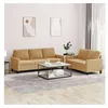 Image de Canape droit vidaxl 3 places en velours marron 77 x 138 x 80 cm