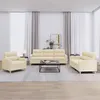 Image de Ensemble de canapés 3 pcs avec coussins Crème Tissu