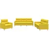 Image de vidaXL Ensemble de canapés 3 pcs avec coussins Jaune clair Tissu