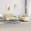 Image de Ensemble de canapés 2 pcs avec coussins Crème Tissu
