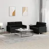 Image de vidaXL Ensemble de canapés 2 pcs avec coussins Noir Tissu