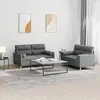 Image de Ensemble de canapés 2 pcs coussins gris foncé tissu