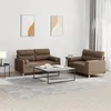 Image de Ensemble de canapés 2 pcs avec coussins marron tissu
