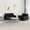 Image de vidaXL Ensemble de canapés 2 pcs avec coussins noir tissu3201588