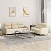 Image de vidaXL Ensemble de canapés 2 pcs avec coussins Crème Tissu3201602