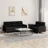 Image de vidaXL Ensemble de canapés 2 pcs avec coussins Noir Tissu