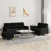 Image de vidaXL Ensemble de canapés 3 pcs avec coussins Noir Tissu3201612