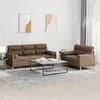 Image de Ensemble de canapés 2 pcs avec coussins marron tissu