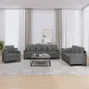 Image de vidaXL Ensemble de canapés 3 pcs coussins gris foncé tissu