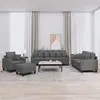 Image de vidaXL Ensemble de canapés 4 pcs coussins gris foncé tissu
