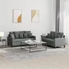 Image de vidaXL Ensemble de canapés 2 pcs avec coussins Gris foncé Tissu