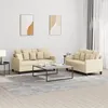 Image de Ensemble de canapés 2 pcs avec coussins Crème Tissu