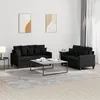 Image de vidaXL Ensemble de canapés 2 pcs avec coussins Noir Tissu