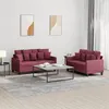 Image de Ensemble de canapés 2 pcs avec coussins Rouge bordeaux Tissu