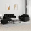 Image de Ensemble de canapés 3 pcs avec coussins Noir Tissu