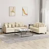Image de Ensemble de canapés 2 pcs avec coussins Crème Tissu