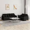 Image de vidaXL Ensemble de canapés 2 pcs avec coussins Noir Tissu