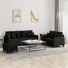 Image de vidaXL Ensemble de canapés 3 pcs avec coussins Noir Tissu3201676