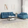 Image de vidaXL Ensemble de canapés 2 pcs avec coussins Bleu Velours3201729