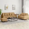 Image de Ensemble de canapés 3 pcs avec coussins Marron Velours