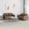 Image de Ensemble de canapés 2 pcs avec coussins Marron Tissu