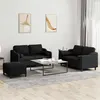 Image de Ensemble de canapés 3 pcs avec coussins noir tissu