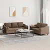 Image de Ensemble de canapés 2 pcs avec coussins marron tissu