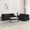 Image de vidaXL Ensemble de canapés 2 pcs avec coussins noir similicuir