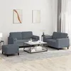 Image de Ensemble de canapés 3 pcs avec coussins gris foncé velours