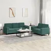Image de vidaXL Ensemble de canapés 2 pcs avec coussins vert foncé velours3202036