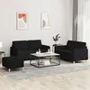 Image de vidaXL Ensemble de canapés 3 pcs avec coussins Noir Tissu3202098